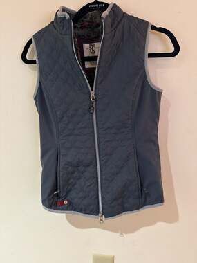 Tredstep Ireland Athena Equestrian Vest XS Blue Faux Fur Quilted Riding Gilet